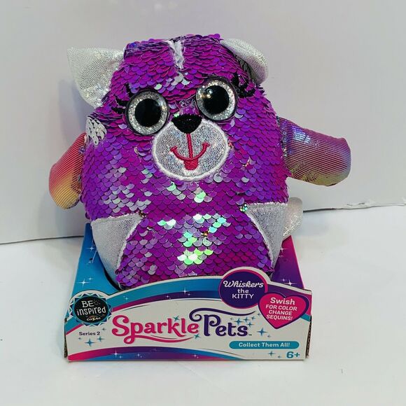 Sparkle Pets Whiskers the Kitty Plush Toy Color Change Sequins 6 inch Series 2 - Picture 6 of 13